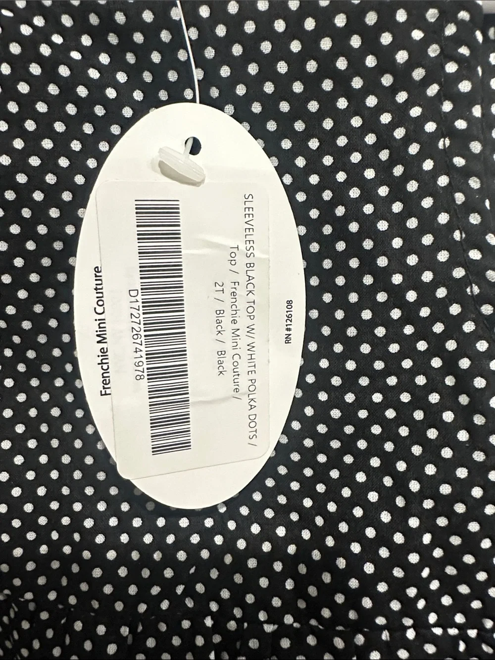 Frenchie Mini Couture 2T Black White Polka Dot Peplum Top NWT